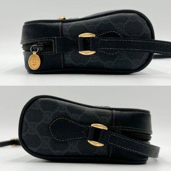 Authentic Gucci GG Vintage Ophidia Sherry Line Crossbody Bag Leather Black Purse - Picture 5 of 13